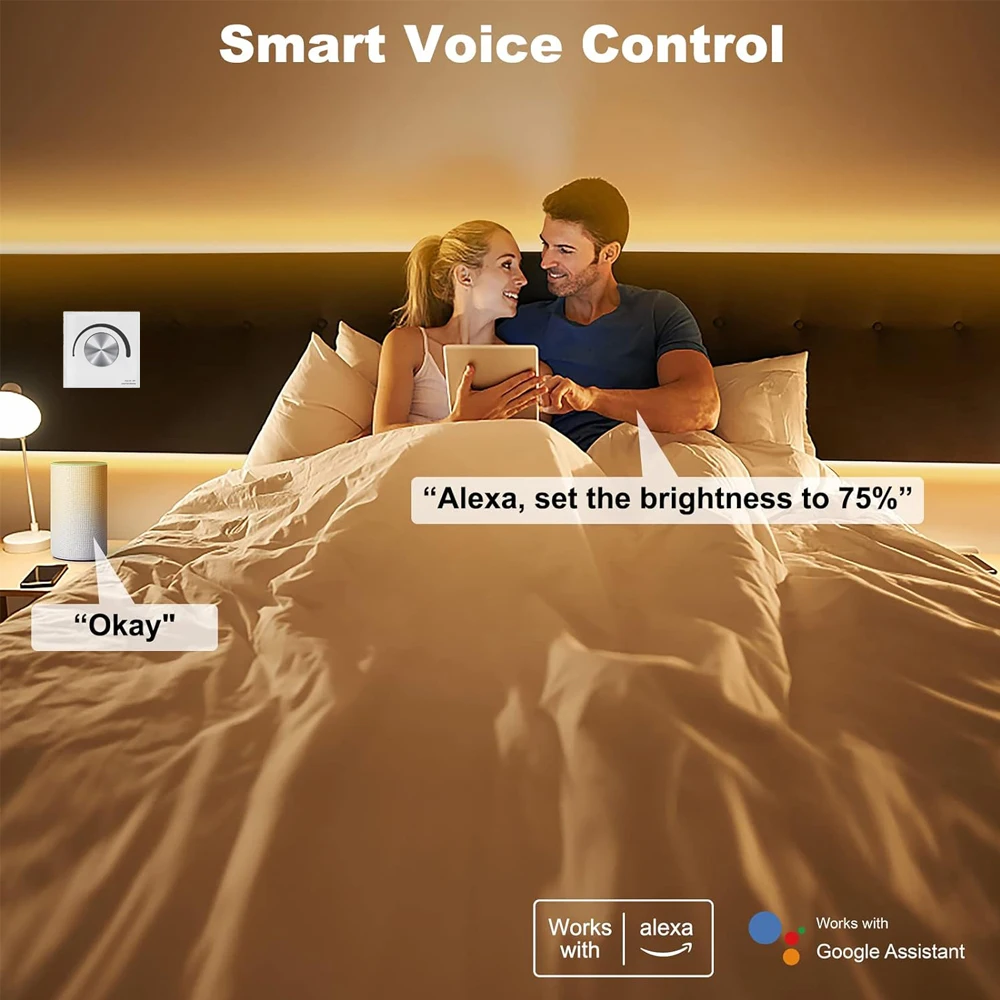 Tuya Smart ZIGBEE 0-10V/1-10V Rotary Dimmer Switch Alexa/Google Voice Control LED Driver Compatible Knob Adjustable Brightness