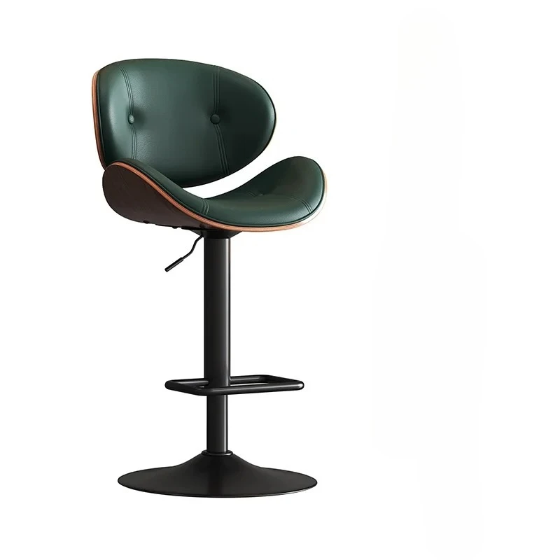 Wood Bar Stools Ergonomic Modern Leather Sillas  Barra Furniture Luxury