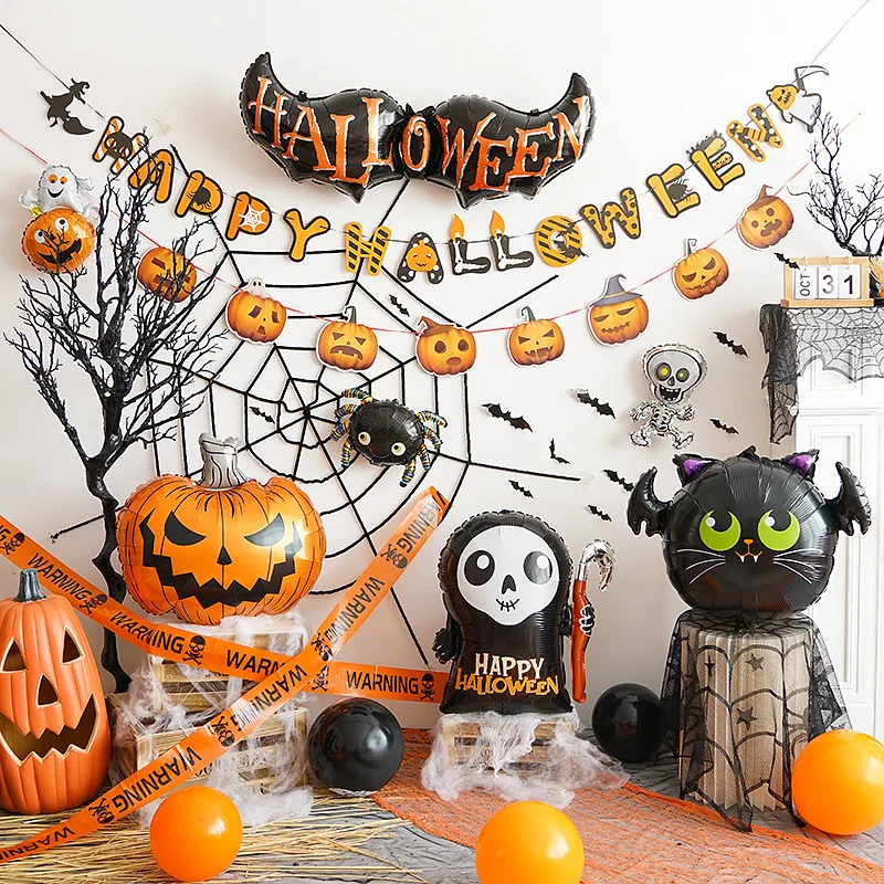 

For Halloween decoration background wall balloon set ornament pumpkin lantern atmosphere scene arrangement props