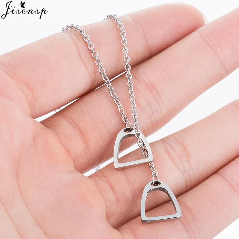 Glücksbringer-Hufeisen-Pferdeanhänger Lange Kettenhalskette für Frauen Edelstahl Doppel-Pferdestirrup-Halsketten für Männer Collares