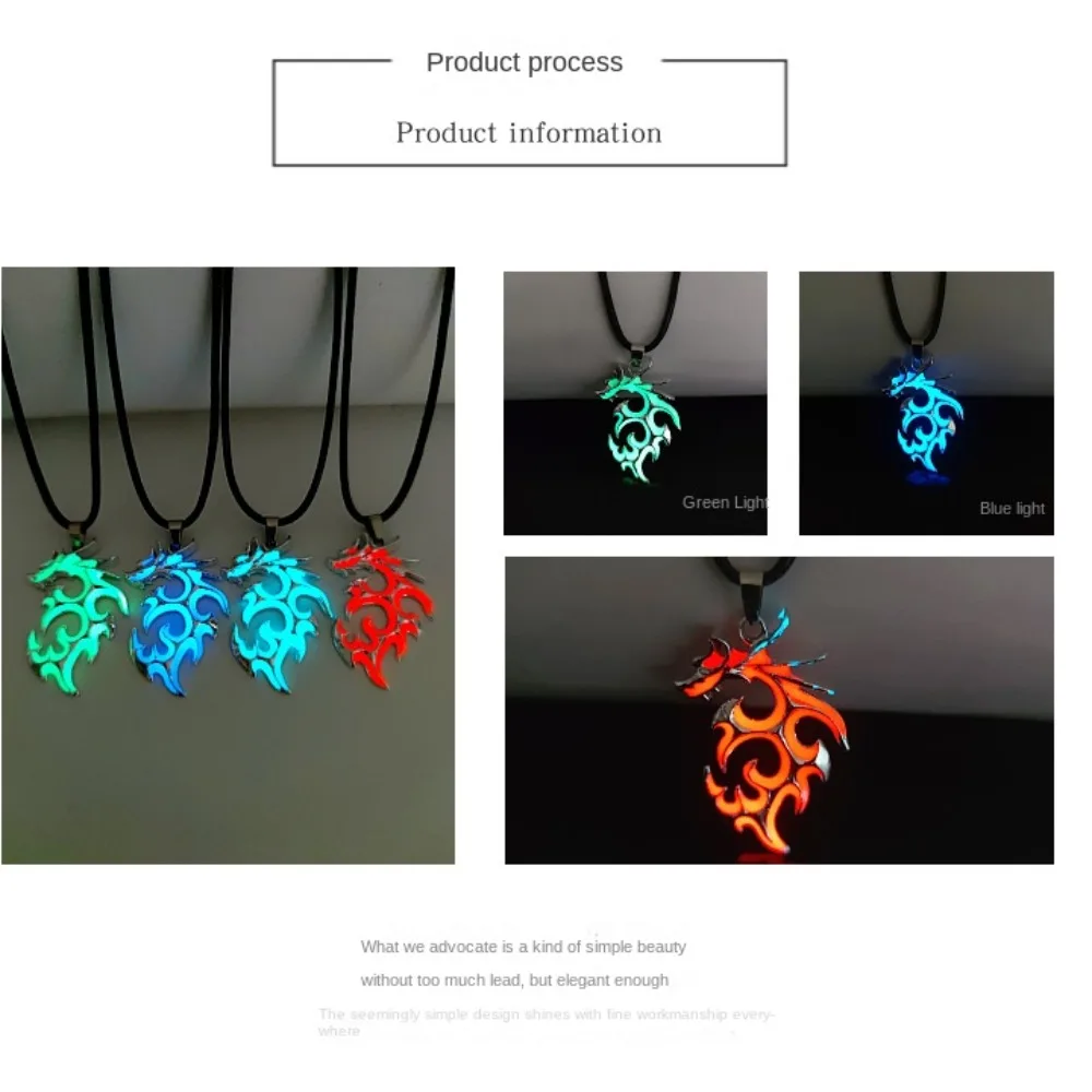 New Year Vintage Punk Dragon Pendant Glowing In The Dark Charm Luminous Dragon Party Jewelry Moonstone Glowing Men Boy