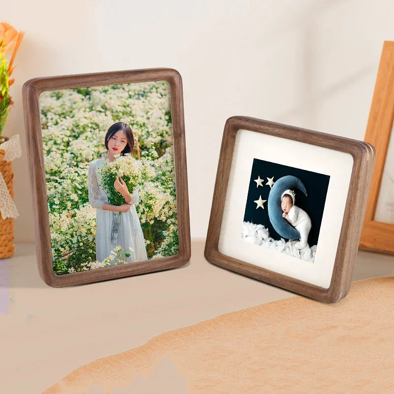 Black Walnut Wood Photo Frame Vintage Tabletop Display and Wall Hanging - Minimalist Solid Wood Picture Frame Home Decor