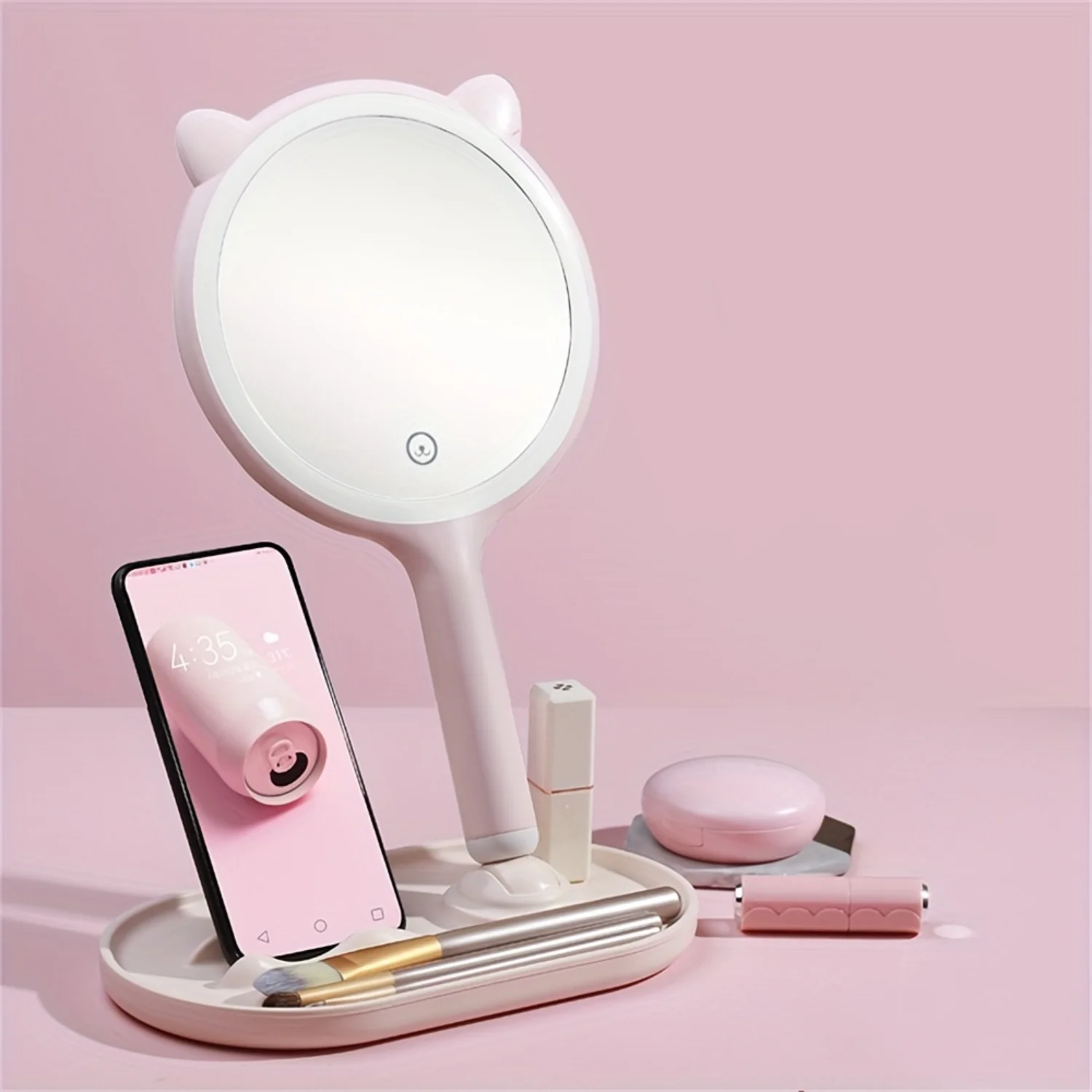 LED Makeup Mirror With Light USB Rechargeable Makeup Mirror Portable Makeup Dormitory Mirror