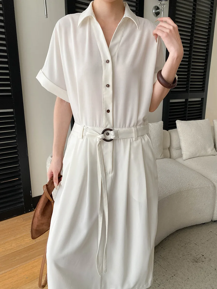 Frühlings- und Sommerkleid für Damen, lässig, einfarbig, bequem, tailliert, figurbetont. – Detail 16