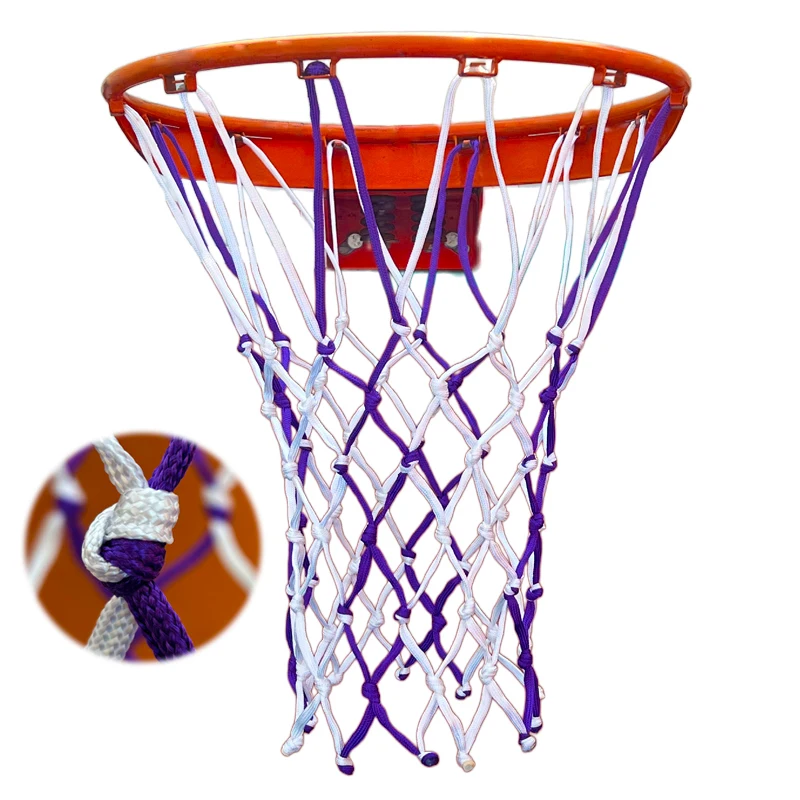 Dual color target basketball net with thickened and durable mesh pockets for indoor and outdoor shooting to improve basketball n