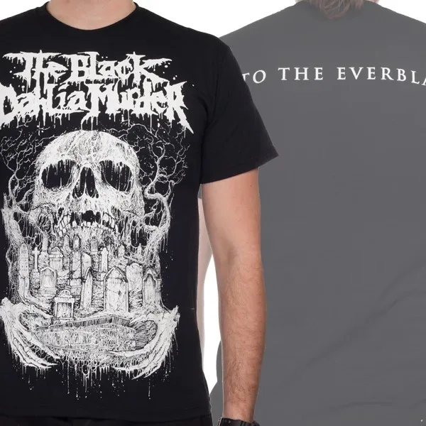 The Black Dahlia Murder Dark Cemetery Themed Print T Shirt, Stylized Dripping Skull Graveyard Sketch