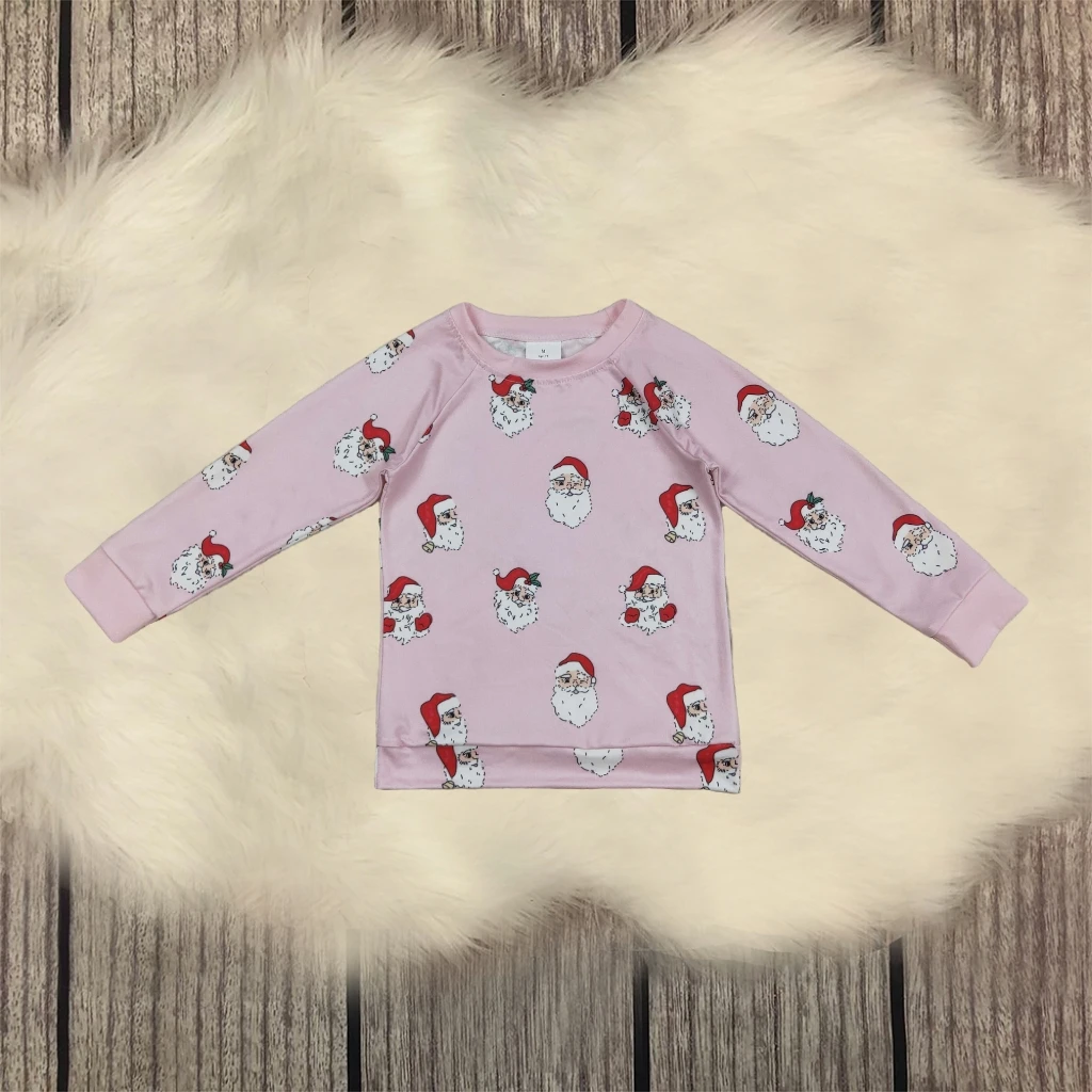 

Wholesale Baby Girl Children Pullover Clothes Toddler Long Sleeves Clothing Santa Snowflake Christmas Tee Shirt