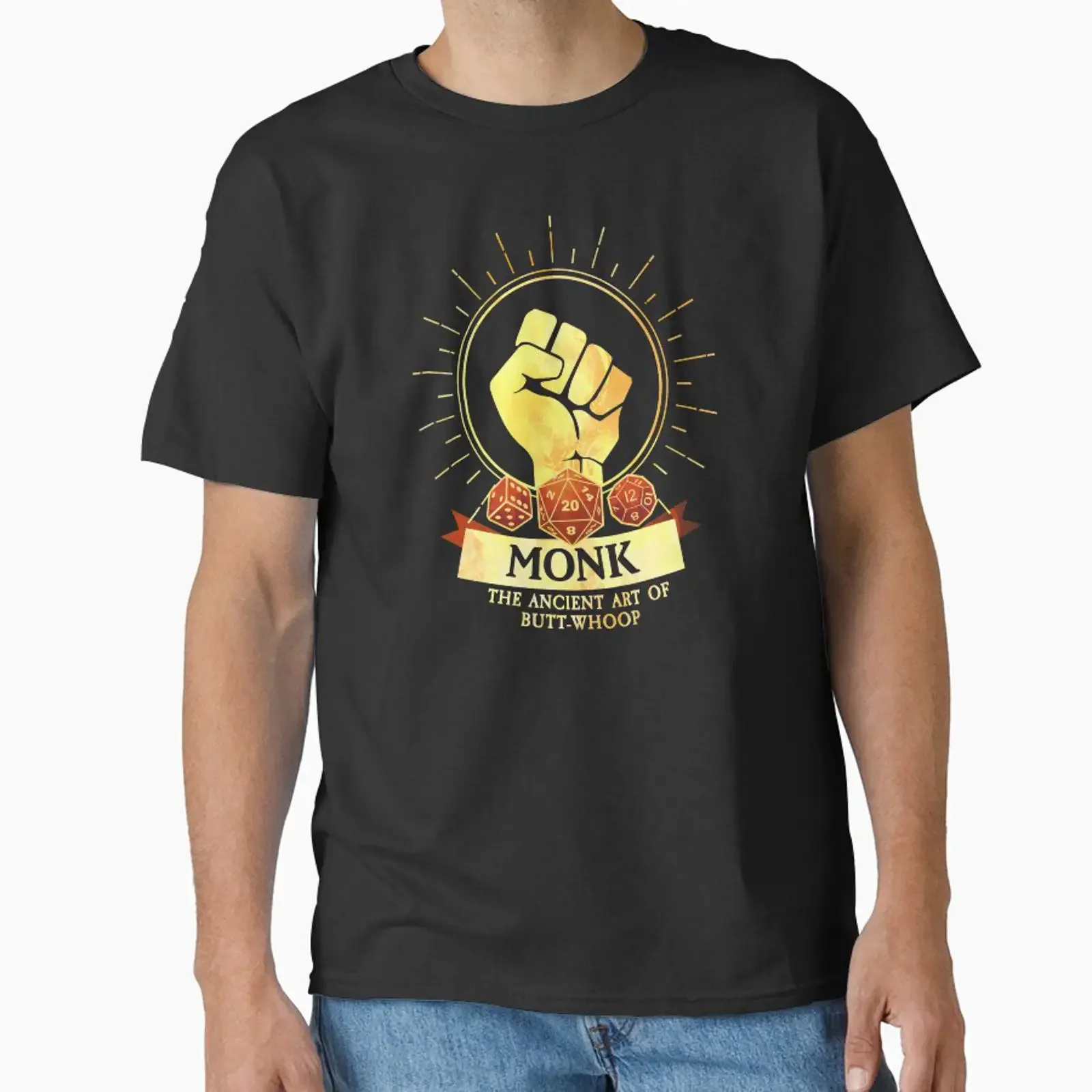 Monk designed and sold by D20T T Shirt vintage Washed graphic Stylish Versatile Soft Slightly fashion designer clothes