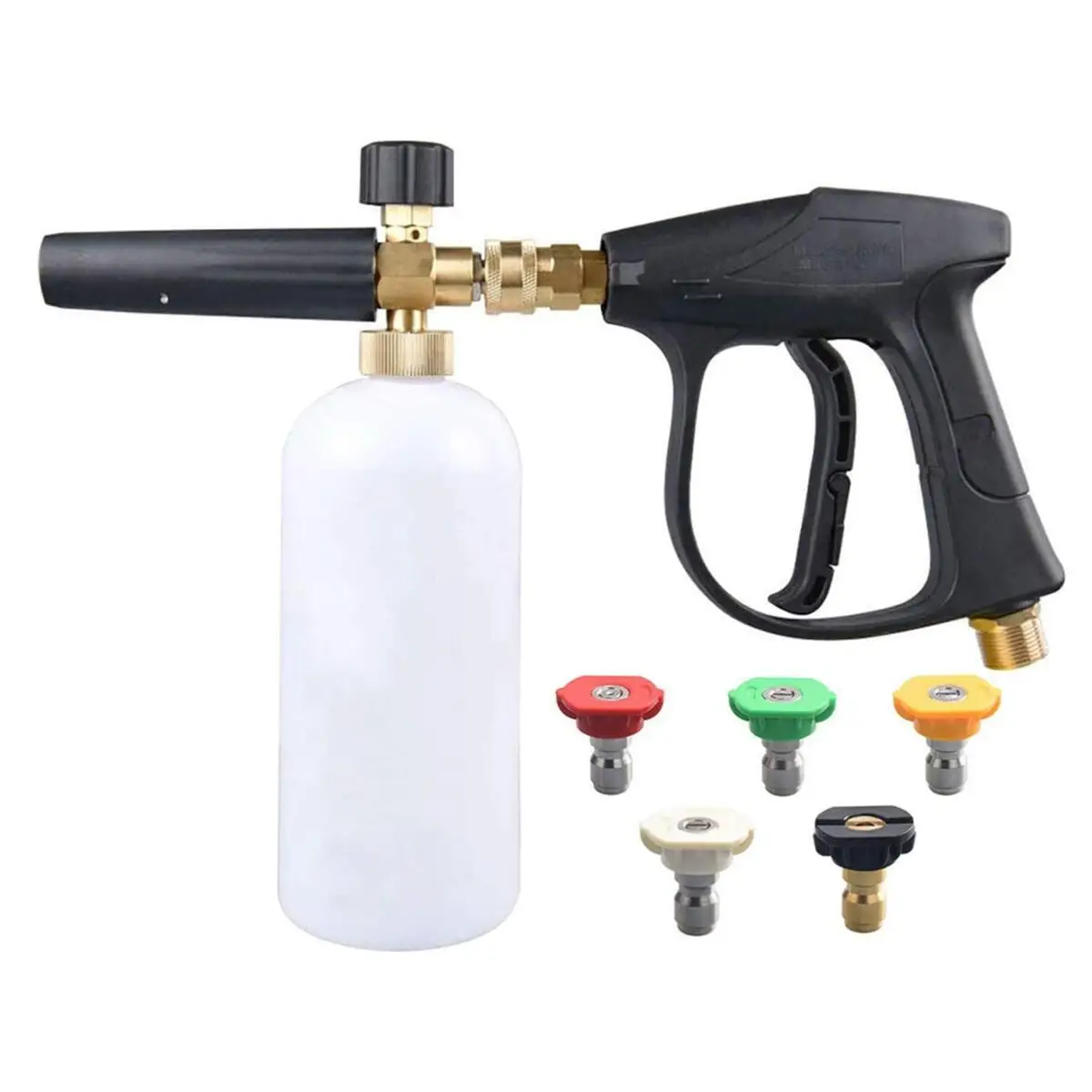 Short Handle Car Wash Gun With Foam Sprayer And 5 Spray Nozzle Tips High Pressure Washer Accessories