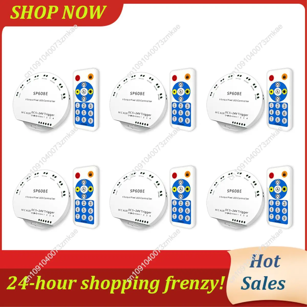 Täglicher Verkauf 6X SP608E WS2812B Musik-Controller 8-Kanal-Signalausgang WS2811 WS2815 LED-Lichtleiste mit integriertem Mikrofon IOS Android Bluetooth