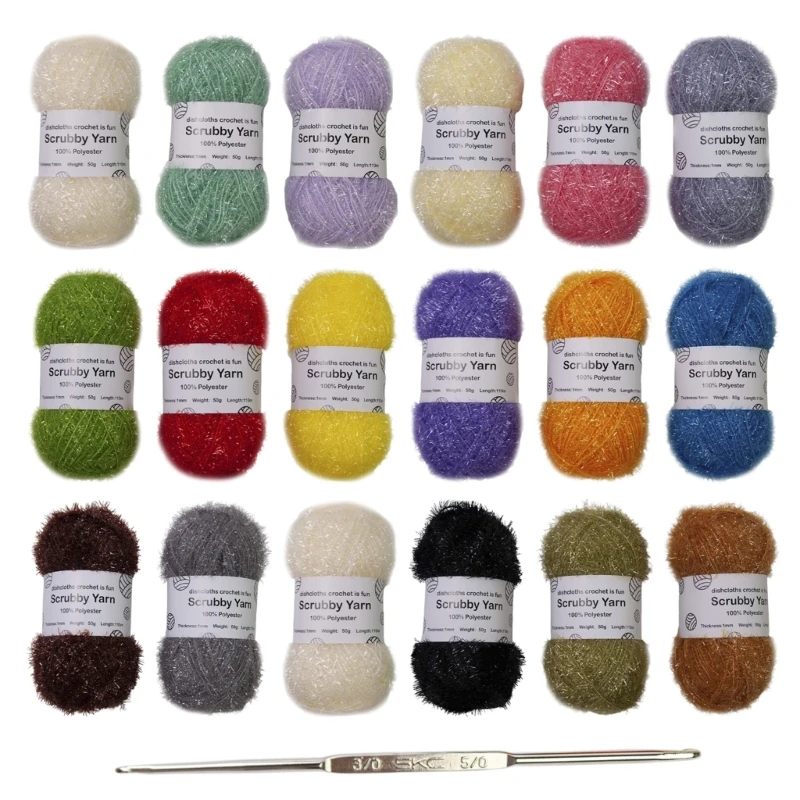 

Пряжа для мытья посуды с блестками для кухонных полотенец Вязание крючком Полиэстеровая пряжа Пряжа для мытья посуды ручной для