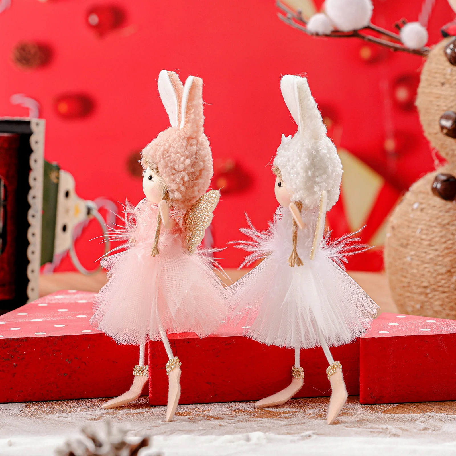 

60 шт.-2022 кружевные кроличьи ушки в форме девушки, кукла, кулон, украшение для рождественской елки, небольшой кулон, аксессуары