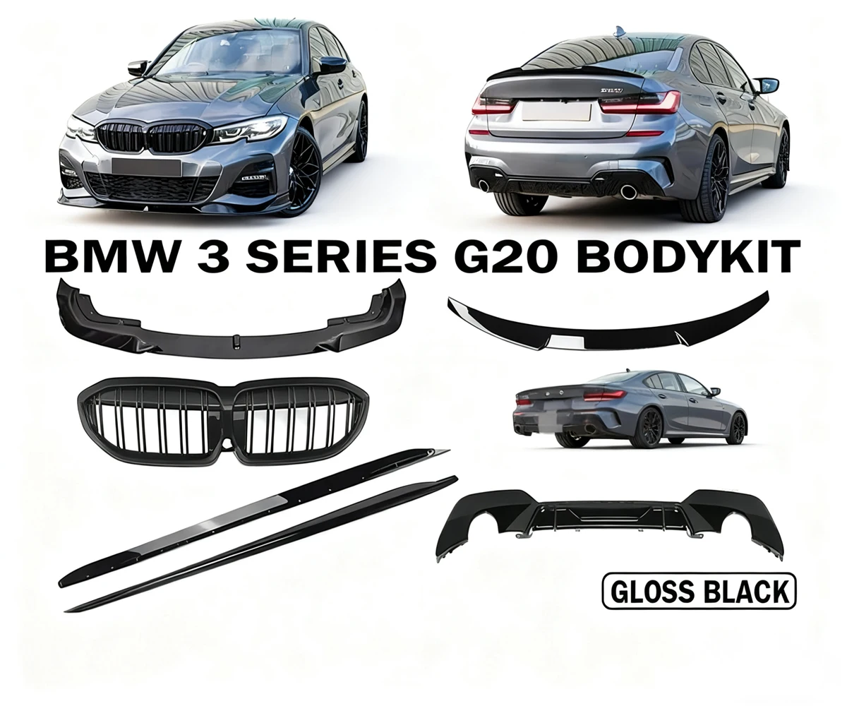 

Car G20 LCI Gloss Black Diffuser Rear Spoiler Side Skirts Body Kit For BMW G20 LCI 2021 2022 2023 2024 2025