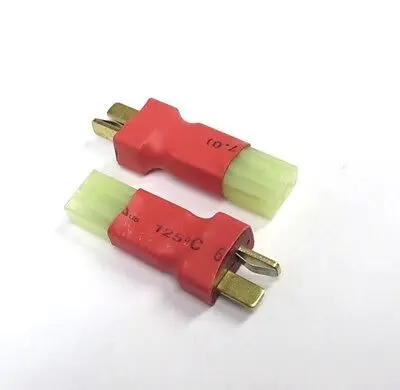 

2 Pcs Mini-Tamiya Female to Male T-Plug Deans Adapter - Airsoft Deans to mini Tamiya Connector Male And Female (Red Connectors)