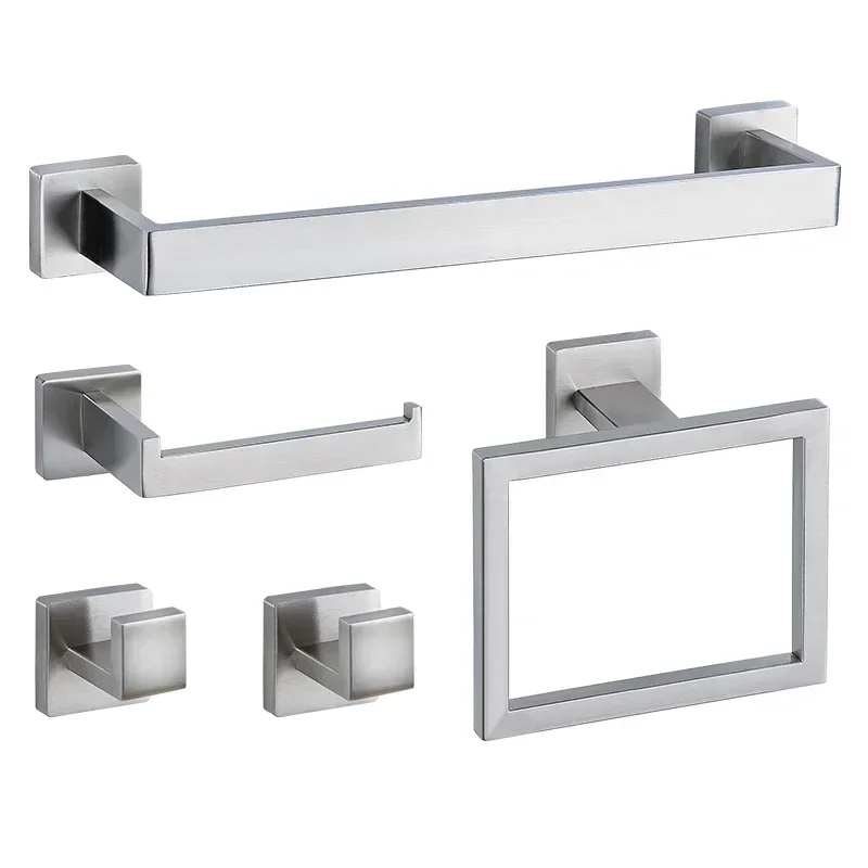 Wall Mount Stainless Steel Black Gold Bathroom Hardware Set Towel Bar Towel Ring Paper Holder Robe Hook Bathroom Accessories Set