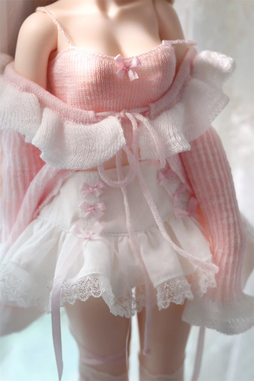 BJD /SD Doll Clothes Toys Cute Sets Girls Beautiful Lacy Dress Yellow Pink Purple 1/4 Soft Short Skirt Gifts Doll Accessories