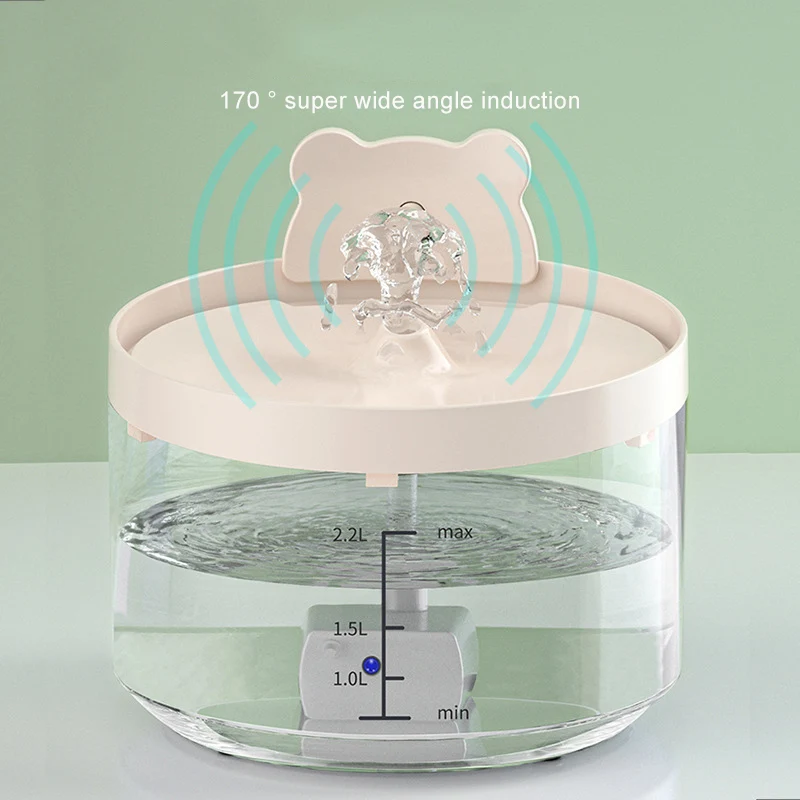 Automatic Cat Water Fountain with Faucet, Dogs Feeder, Transparent Water Fountain, Pet Drinker, Smart Sensor Drink Feeder, 2.2L