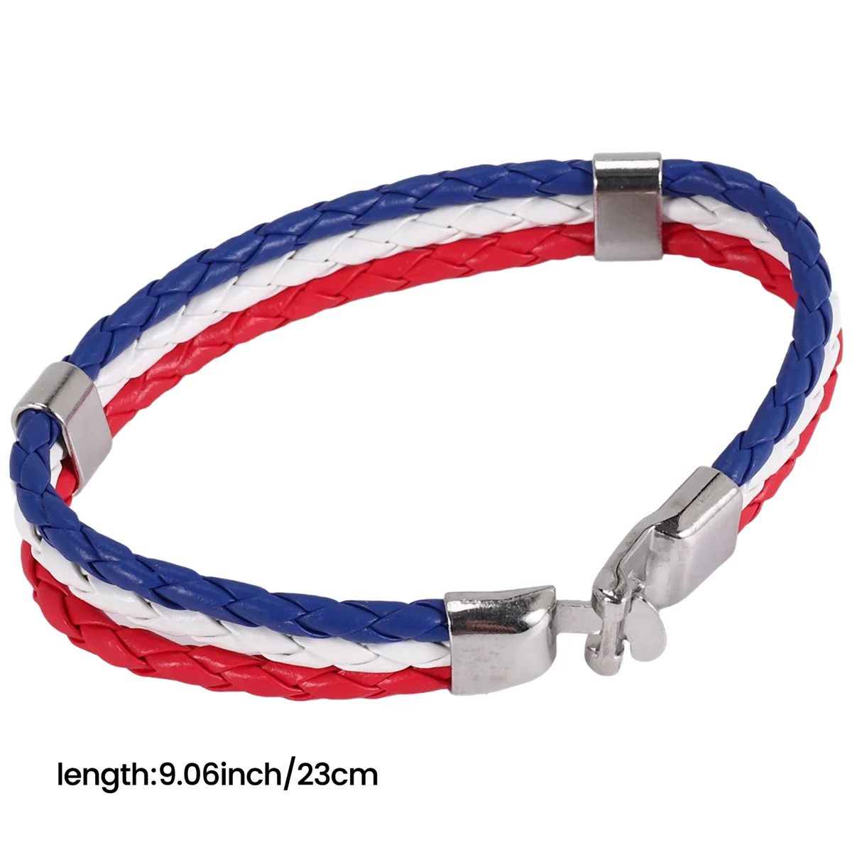 Браслет с французским флагом, ювелирный браслет, браслет с французским флагом, сплав белого, красного и синего цвета (ширина 14 мм, длина 23 см)