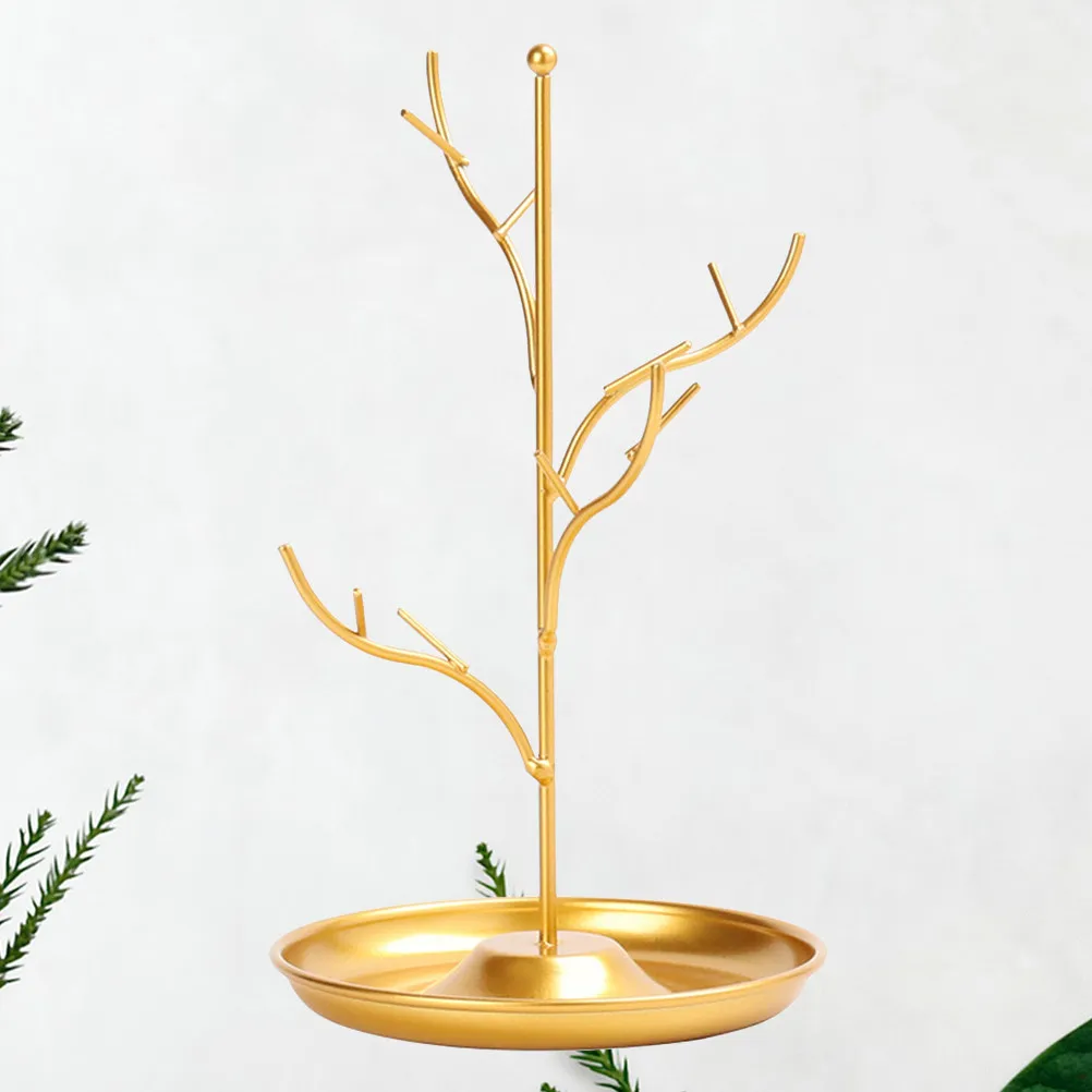 

Golden Tree Branch Necklace Jewelry Organizer Iron Stand Bracelet Ring Display Rack Decorative Jewelry Holder Vanity Bathroom