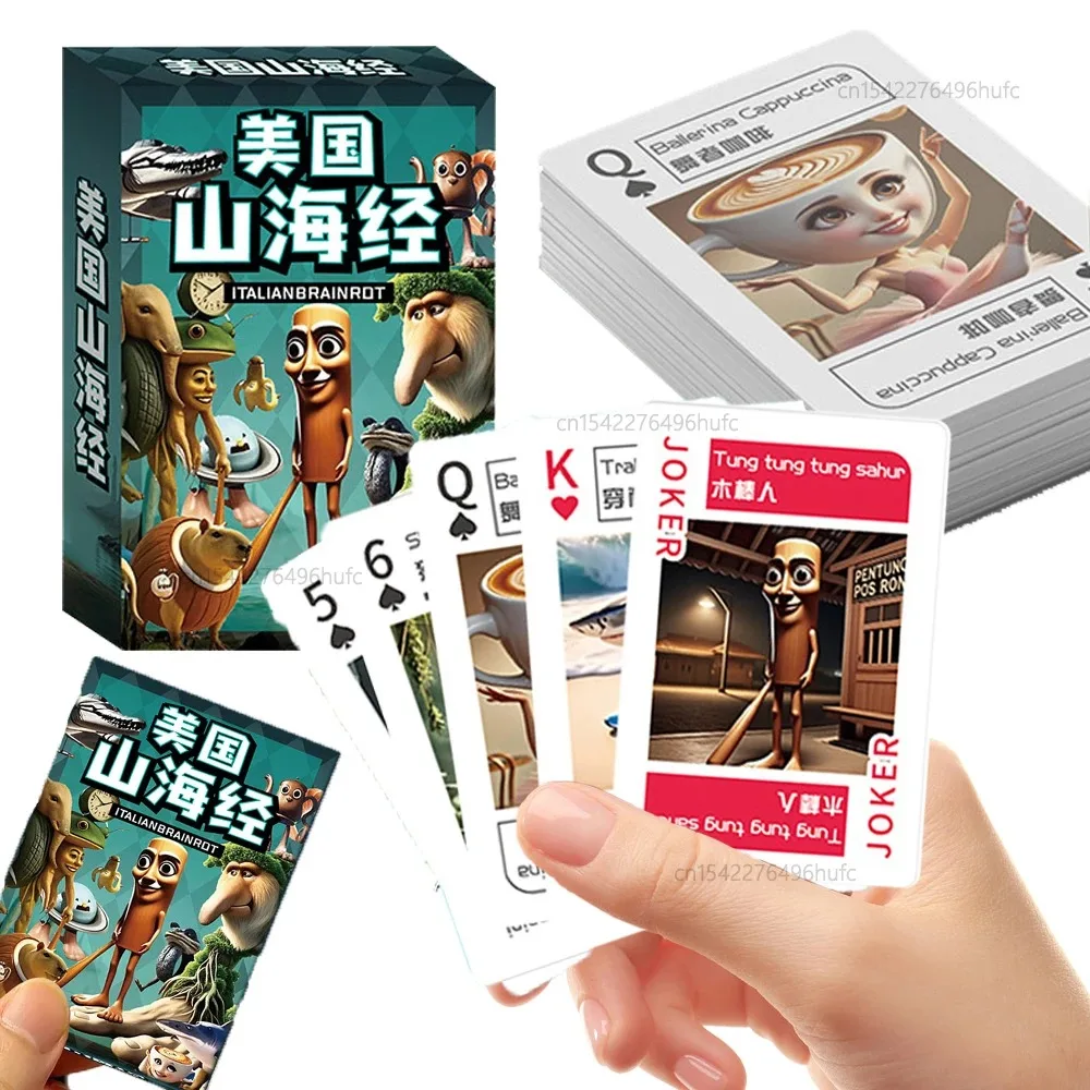 

Итальянские игральные карты Brainrot Tung Tung Tung Sahur Tralalero Карты Tralala Классическая настольная игра Игрушки для отдыха и развлечений