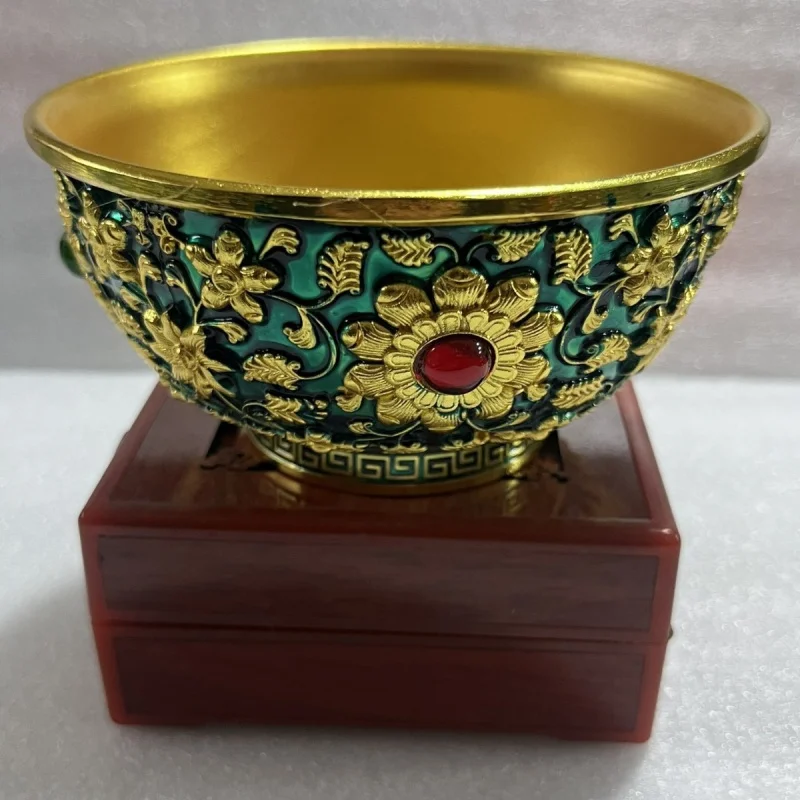 New Seiko Hand Painting Gem Bowl Painted Double Dragon Bowl Painted Five Cow Bowl Three Furnishings Ornaments