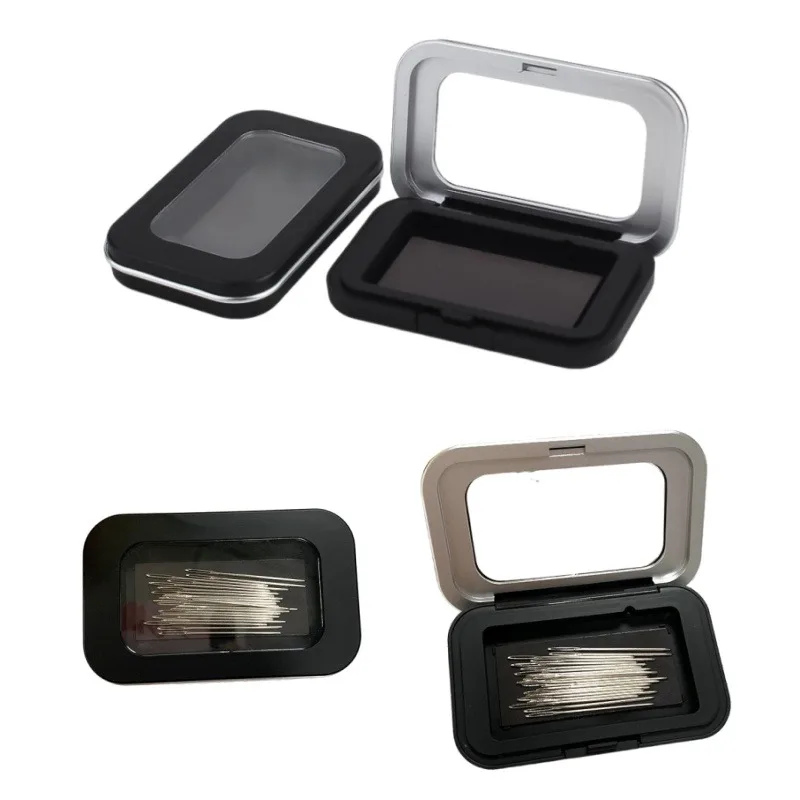 Magnetic Sewing Needles Holder Black Rectangle Sewing Needle Storage Case Buttons Pins Storage Box for Sewing Tool Accessories