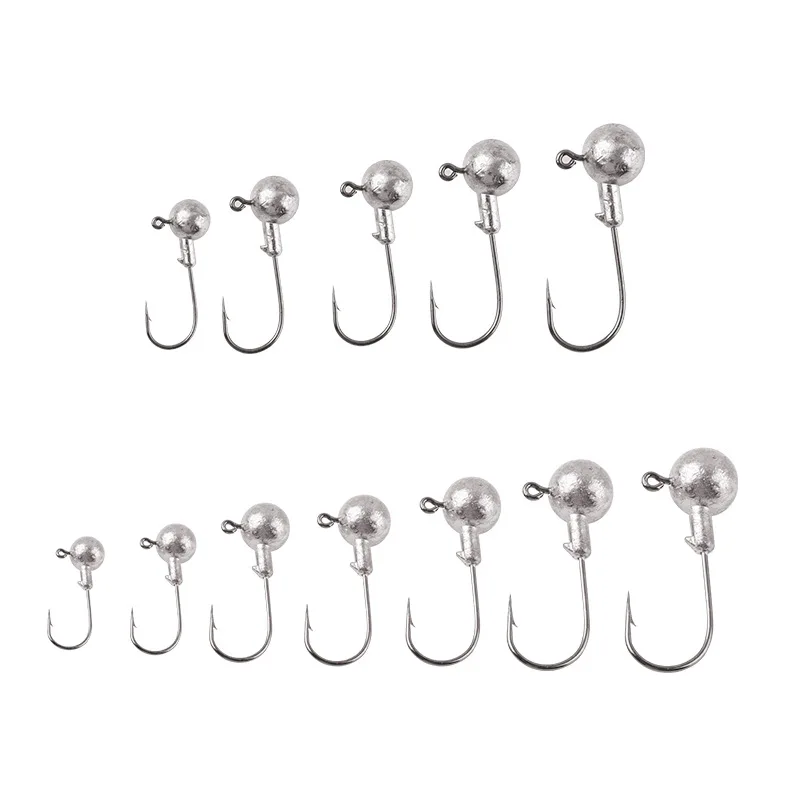 

50pcs Original Color Lead Head Jig Hooks with Blood Groove for Fishing Lures