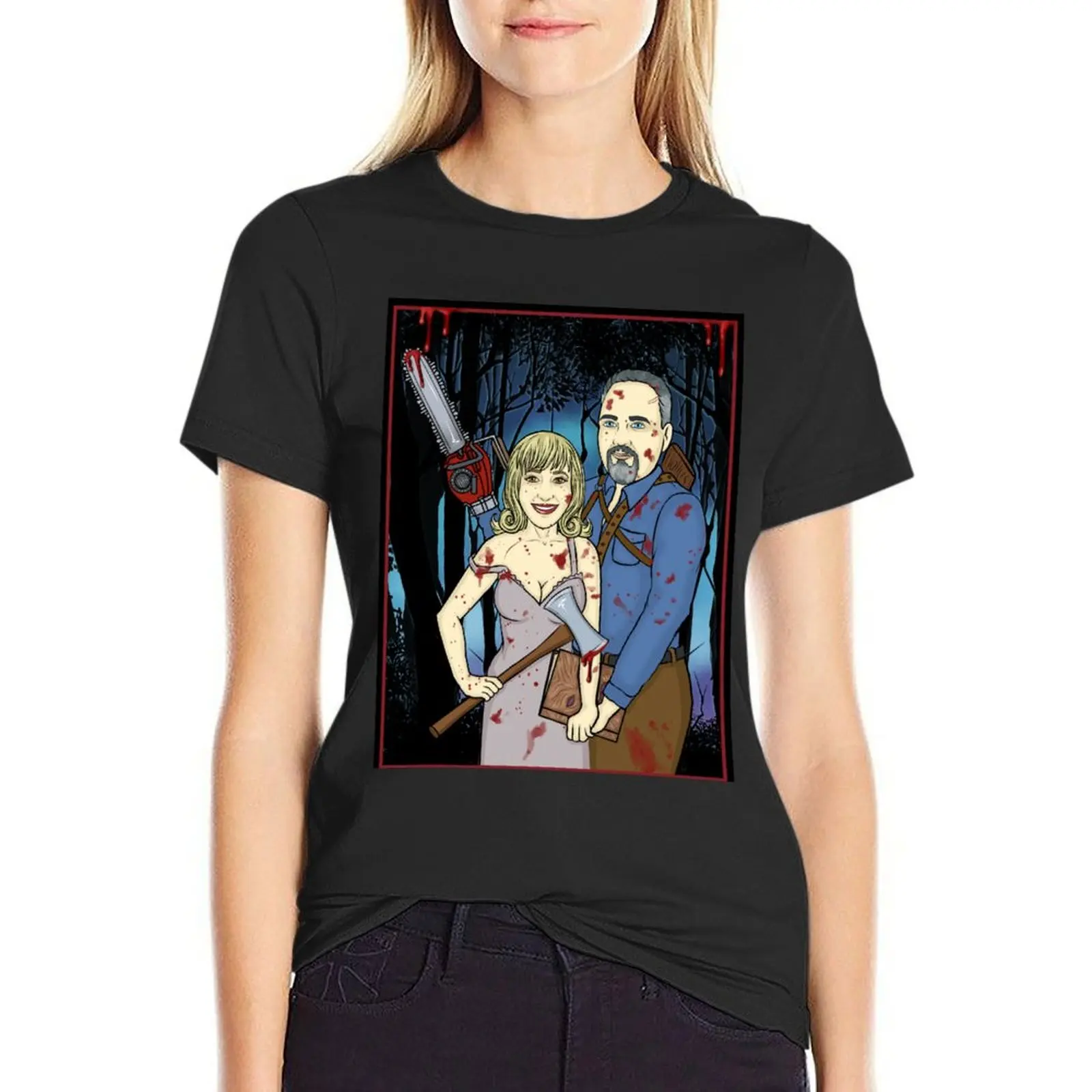 

Horror Commission for Stacey H T-Shirt funny sports fans t-shirts for Women loose fit