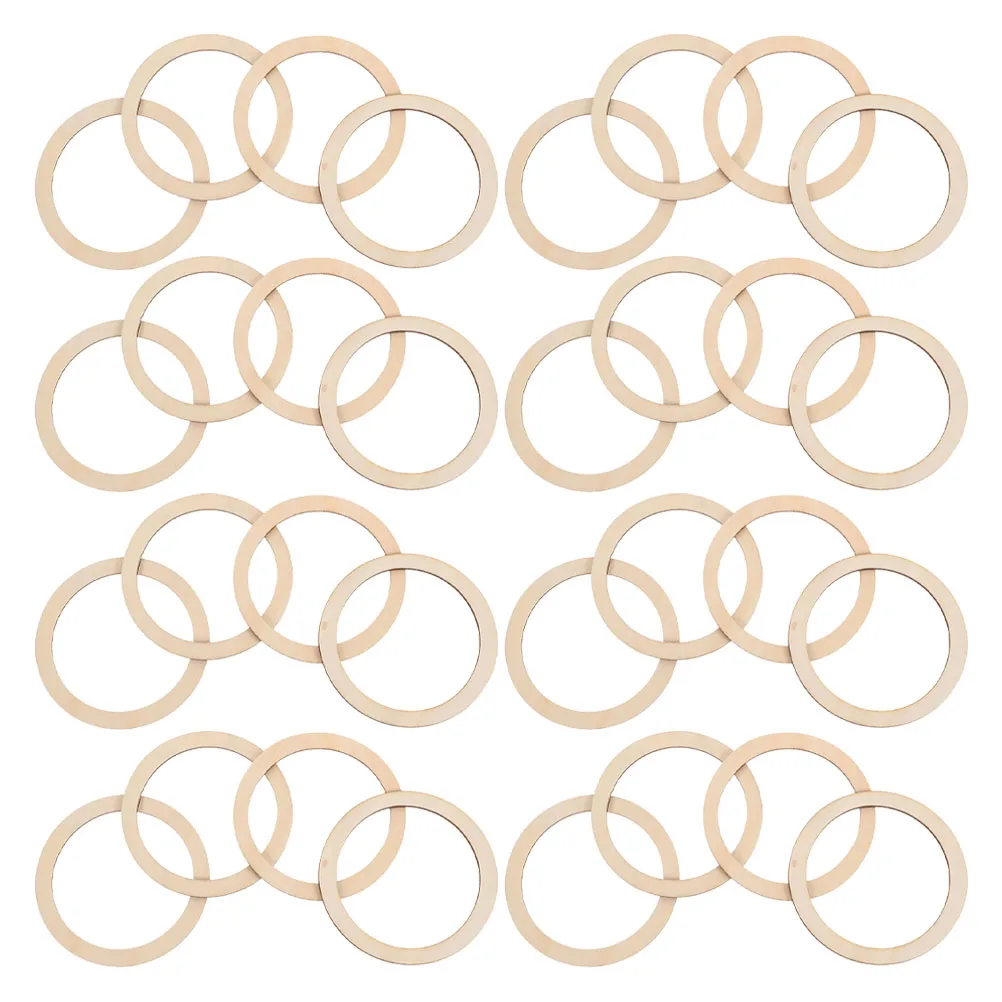 

50Pcs Wood Rings Circle Unfinished Wooden Rings for DIY Crafting and Handicraft Supplies Home Decor Wooden Ring