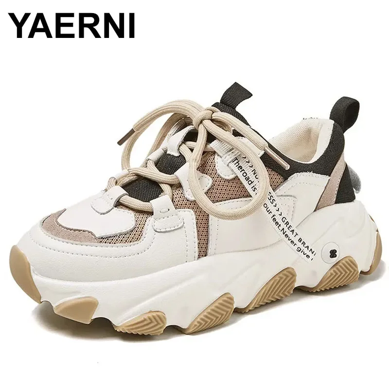 

Flat Platform Vulcanized Shoes for Women Winter Genuine Cow Leather Casual Sneakers Ladies Breathable Mesh Cozy Shoes