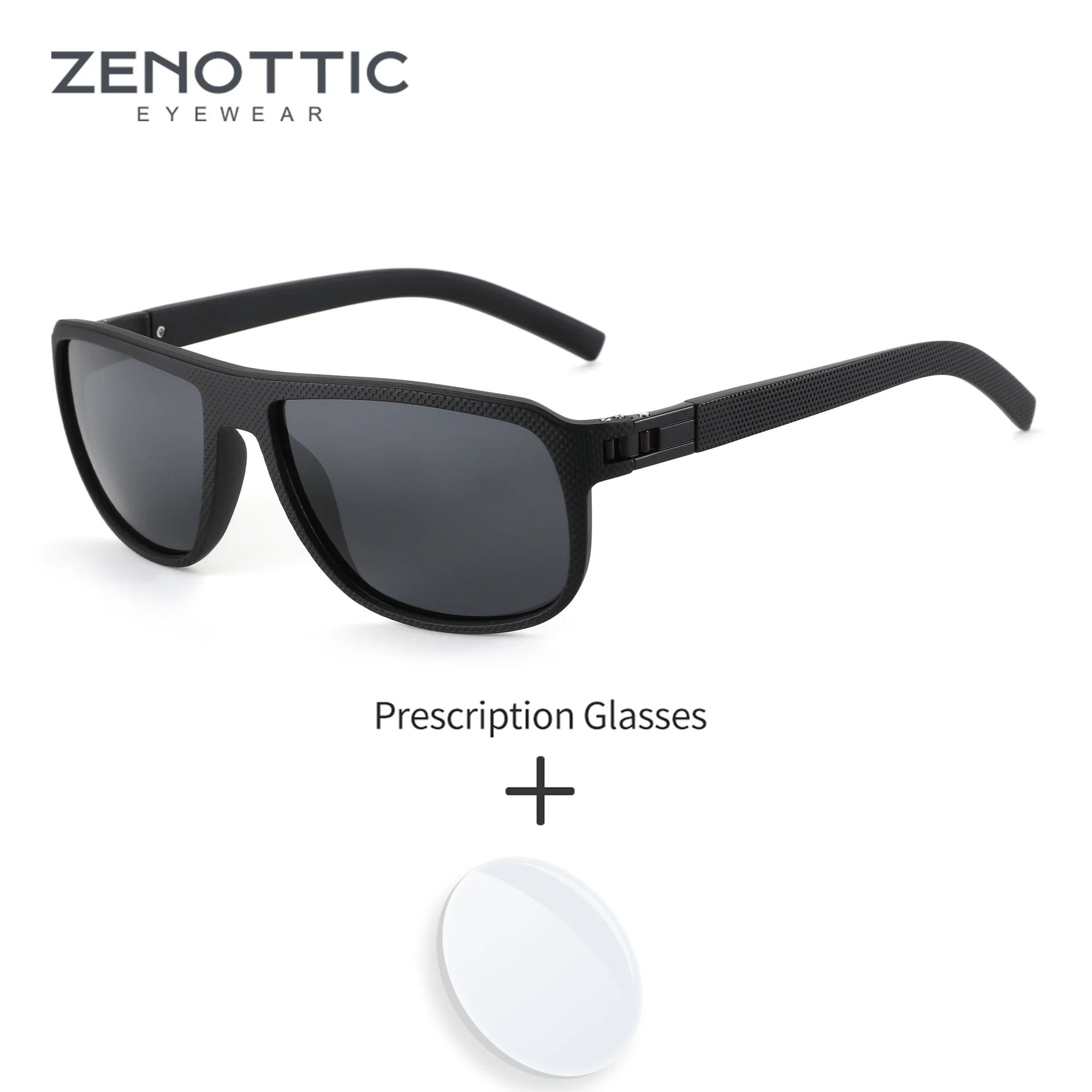 ZENOTTIC (L Size) Rectangle TR90 Polarized Sunglasses Prescription For Man UV400 Protection Men's Grade Sun Glasses For Sports