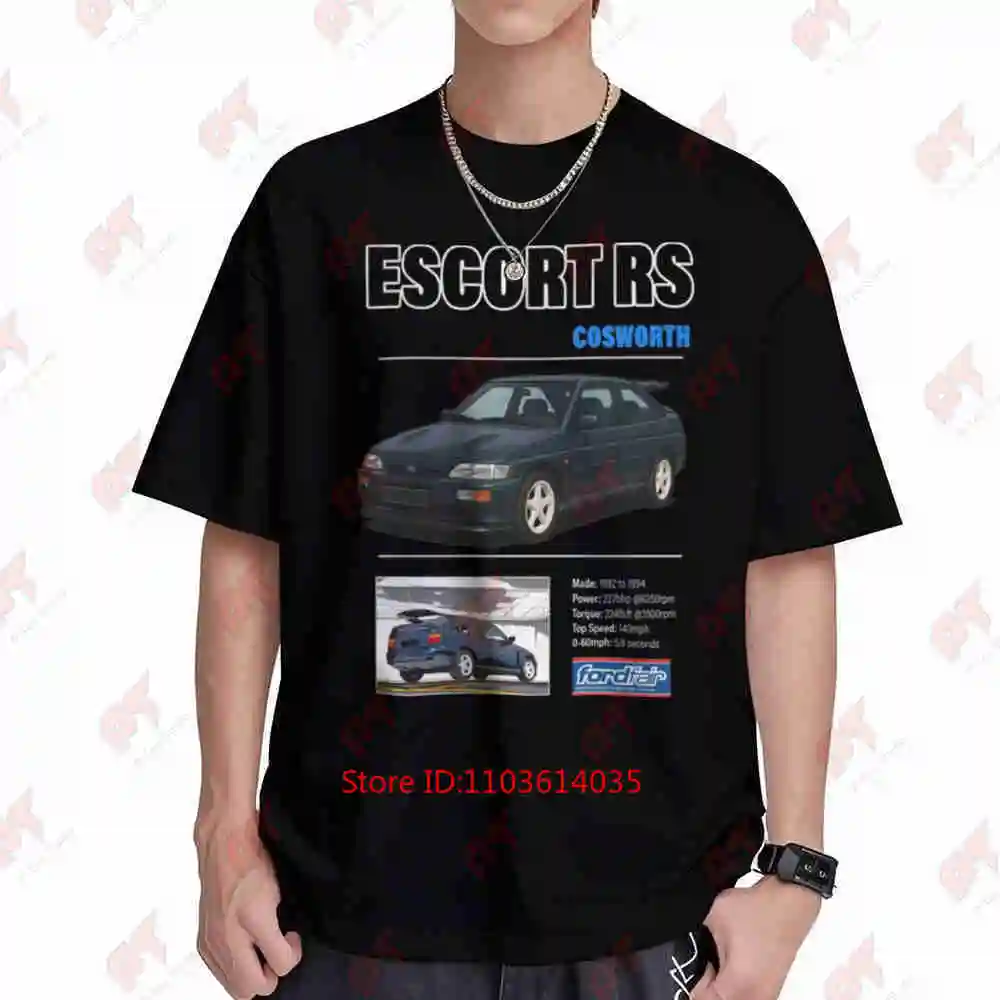 Escort RS Cosworth Short Sleeve Tee 100% Cotton T-Shirt