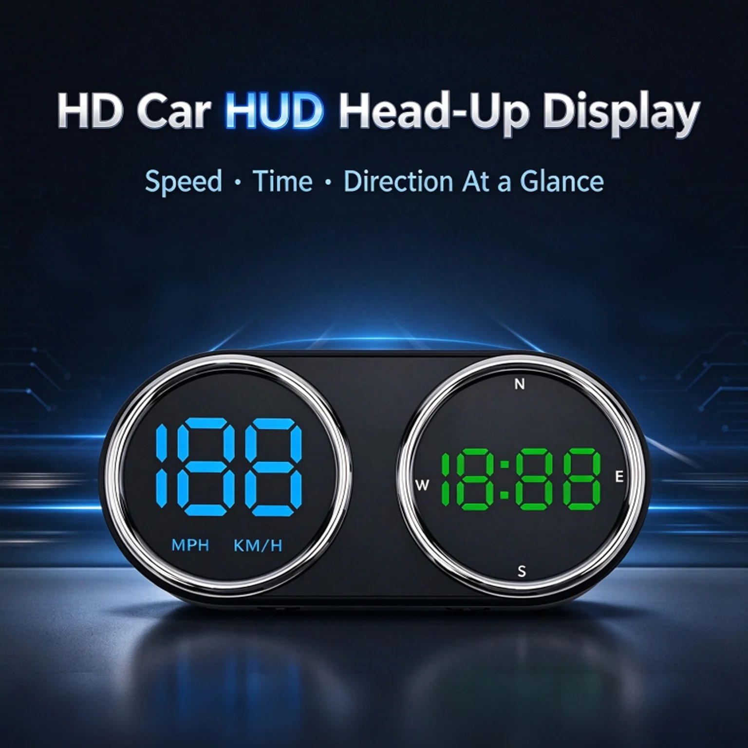 Universal Car Head-up Digital GPS Speedometer + Time Clock With MPH/KMH USB Plug & Play HUD