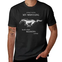 Camiseta de Driving my mustang para hombre, camisetas gráficas de moda coreana, algodón