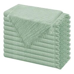 10pcs 32x32cm Gauze cotton Wedding Napkins Reusable green Trim Tea Towel Rustic Retro Burrs napkins for Party Table Decoration
