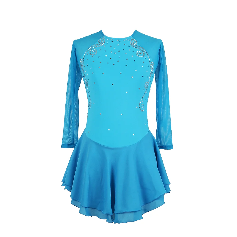 ZAGITOVA ไอซ์ฟิกเกอร์สเก็ตชุดเด็กผู้ใหญ่เด็กผู้หญิงการแข่งขันกระโปรงเครื่องแต่งกายสีกรมท่าสีดำประกายเพชรกระโปรงตาข่าย