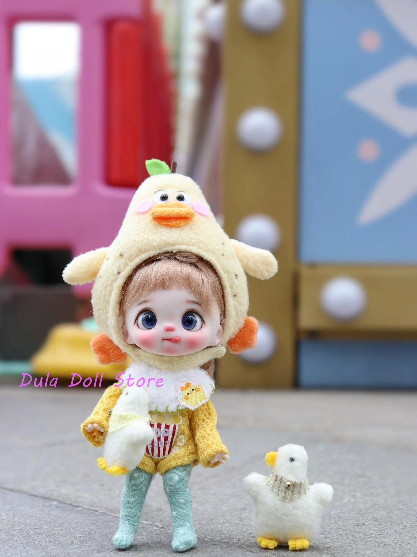 Dula Doll Clothes Dress Yellow Duck Pear set Ob11 gsc Doll Accessories