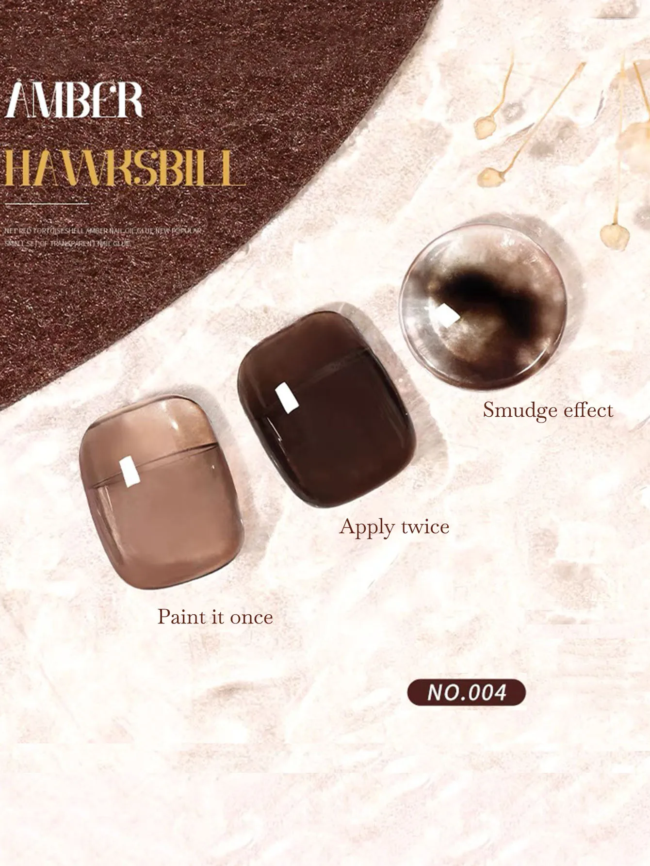 1-12pcs WS New Brown Semi Transparent Nails Brown Amber Nail Art Autumn Popular Maillard Tortoiseshell Amber Gel Nail Polish