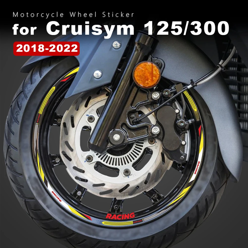 

Наклейка на колесо мотоцикла, Водонепроницаемая Для SYM Cruisym 300 125, аксессуары Joymax 300 125 2018-2023 2022, полоса обода, лента, наклейка