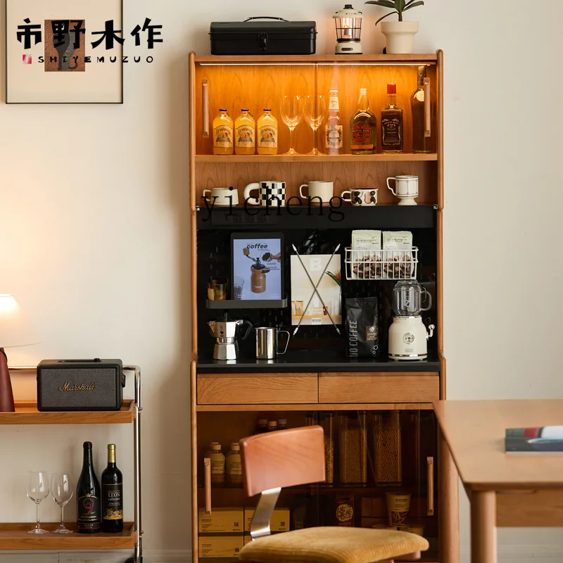 TQH solid wood rock slab dining side cabinet mini ultra-narrow wall integrated locker restaurant ultra-thin storage side cabinet