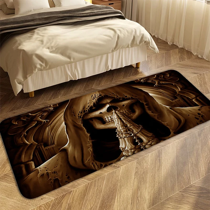 Carpet for Bed Room Skull Art Funny Doormat Entrance Door Mat for Hallway Room Decorating Items Non Slip Carpet Bathmat for Home