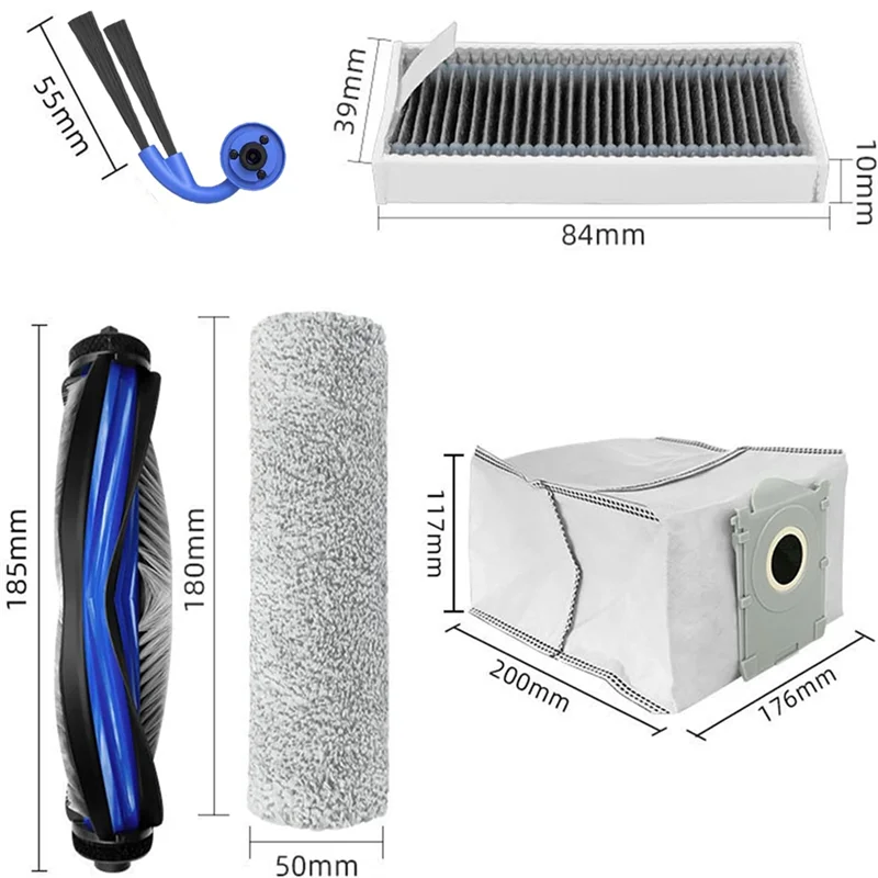 A50Q-Accessory Kit For Ecovacs Deebot X9 Pro Omni / X9 Pro Robot Vacuum Cleaner Replacement Parts,Main Brush,Dust Bags