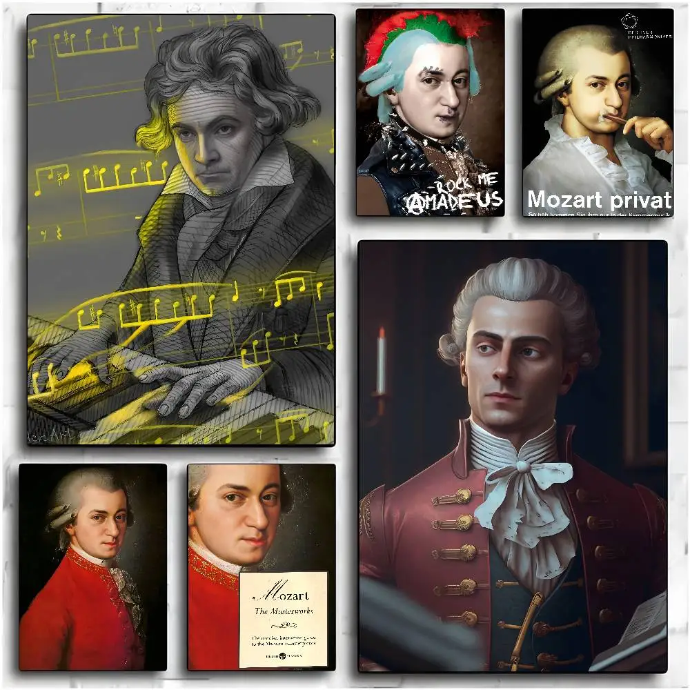 Wolfgang Amadeus Mozart Poster No Drilling Required Leaves No Marks Self-adhesive Stickers Can Be Applied To Any Surface