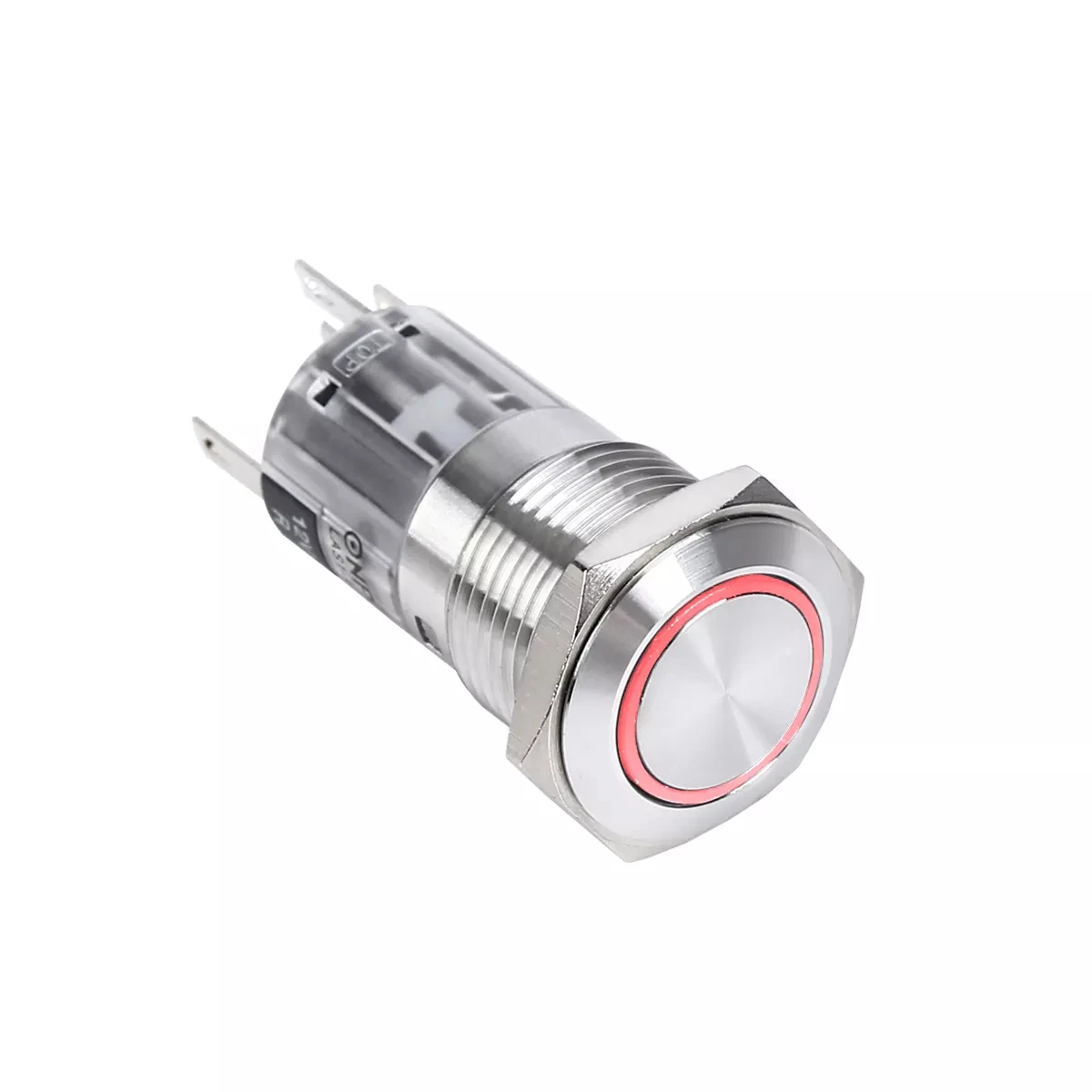 16MM metal Stainless steel 1NO1NC   momentary  latching  on-off  push button switch with ring LED light  PM164F(H)-11E/S