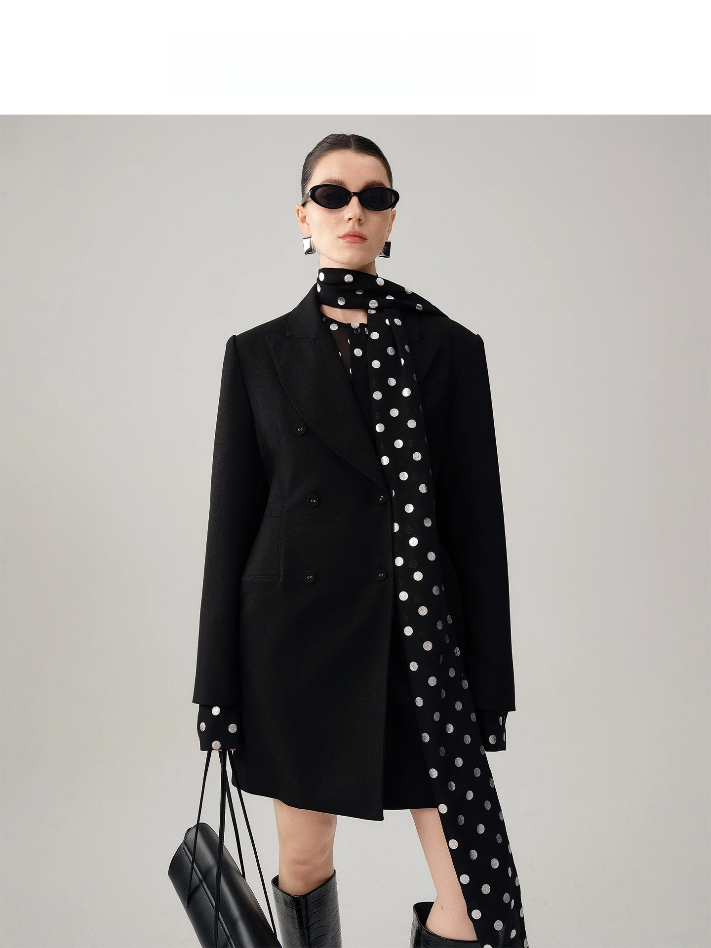 

Audrey Wang Manchester Double-breasted Suit Dr Women's Mid-length T Coat Original Design Waist-cinching Polyester