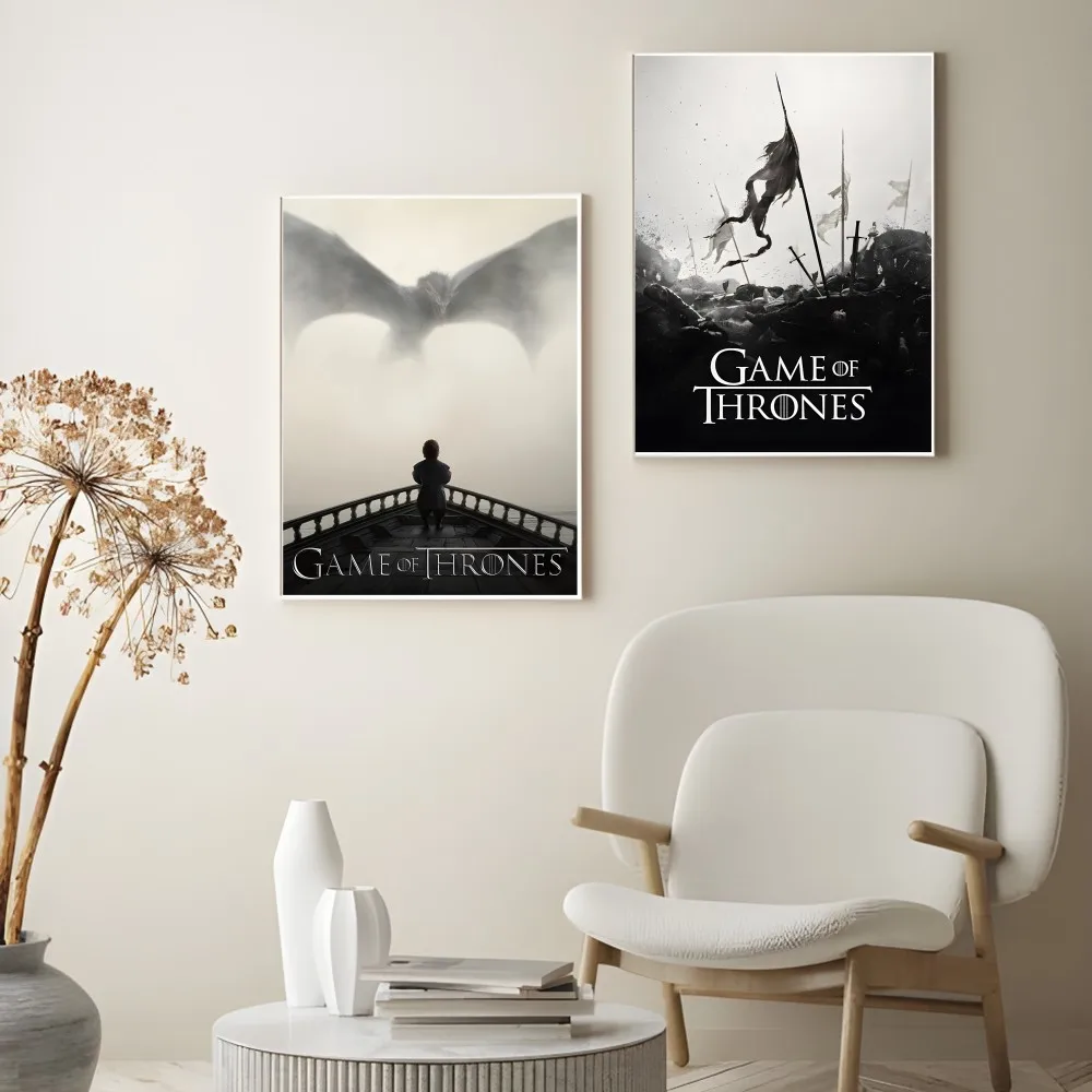 Game T-ThRoneS Film W-Western D-DragonS Poster Sticky Wall Art Printing Waterproof Home Living Bed Room Bar Aesthetic Decor