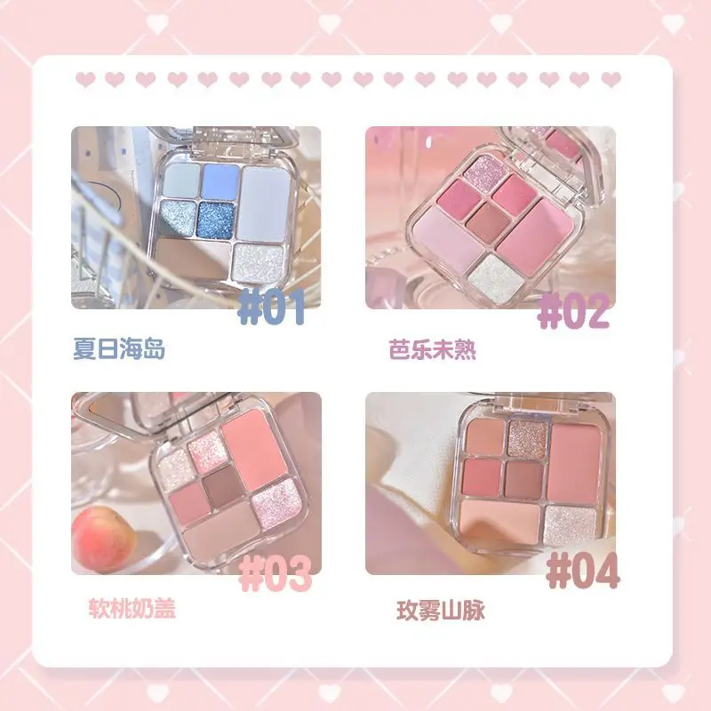 Paleta Cieni do Powiek 7 Kolorów Perłowych Matowych Niebieskich Pomarańczowych Różowych z Efektem Wysokiej Połysku do Codziennego Makijażu z Brokatem