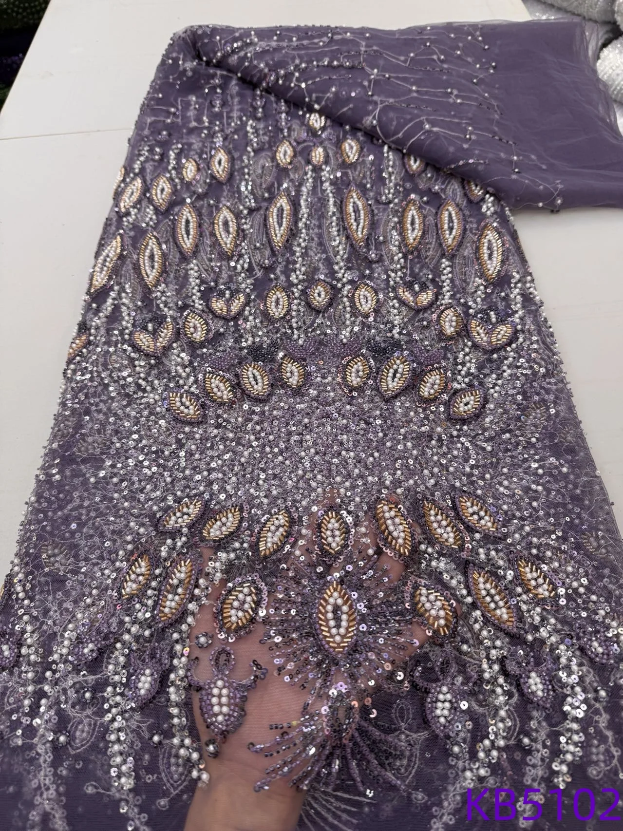 Tela de tul con lentejuelas, tela de encaje con cuentas, tela africana de encaje de alta calidad, tela bordada verde de Dubái 2025 para coser 5102