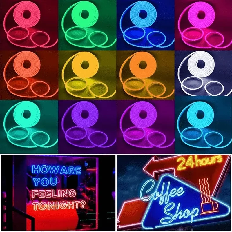 Lqhzmyy Dc5V USB Rgb Led Neon Led Strip Light, 1M/2M/3M/4M/5M, Bluetooth App and Remote Control, Smart Rgb Neon Led Strip, Suitable for Neon Decorative Lighting, Party Decoration