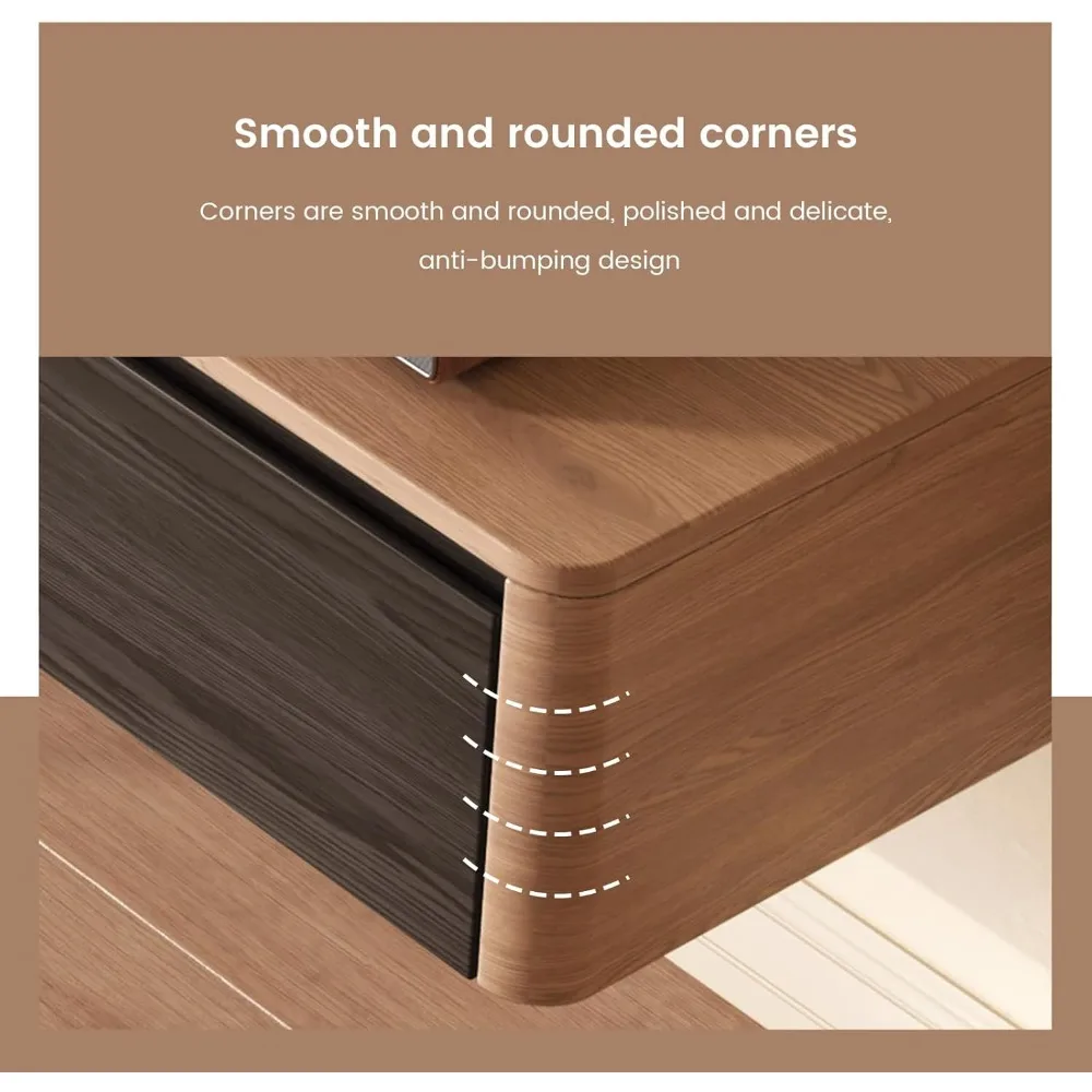 حامل تلفزيون عائم من خشب الجوز المعاصر مقاس 67 بوصة مع 3 أبواب قابلة للطي وتخزين وسائط من الخشب الصلب #4